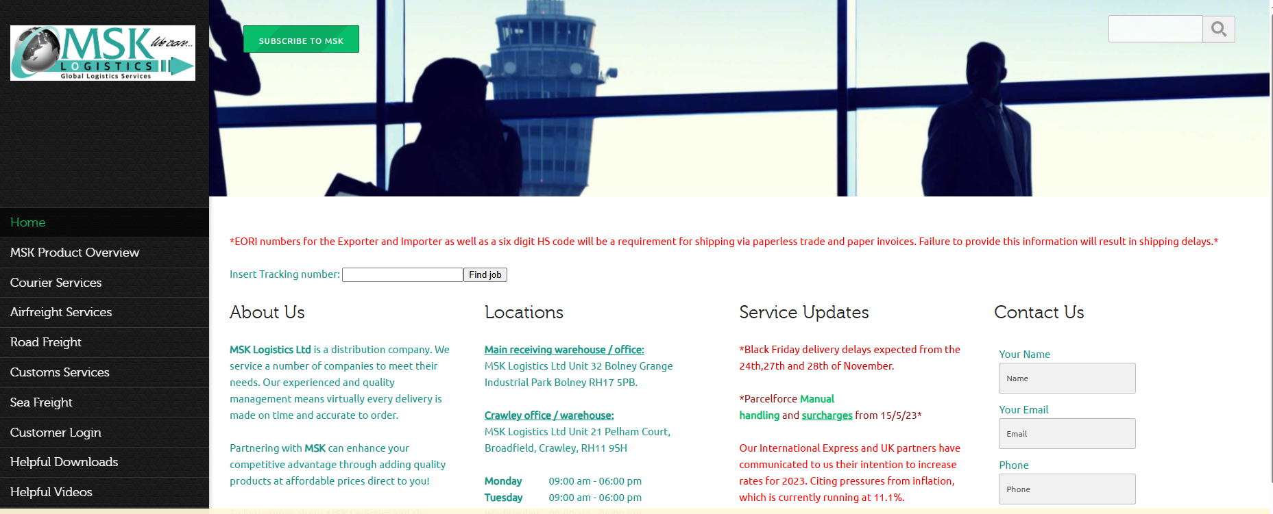 MSK Logistics Website