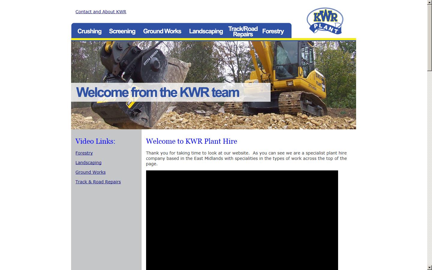 KWR Plant Hire Ltd Website