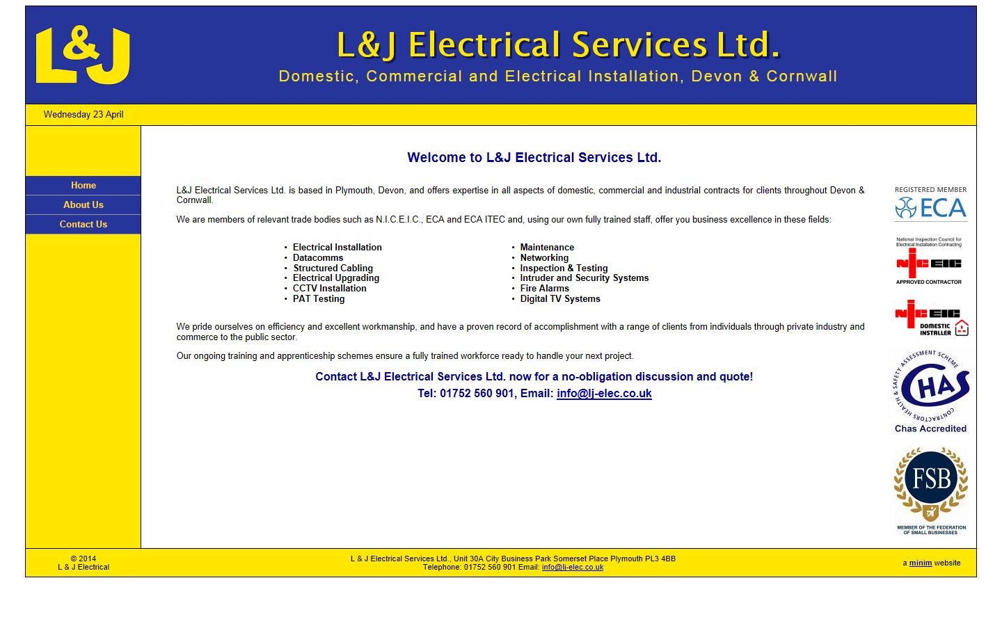 L&J Electrical Services Ltd Website