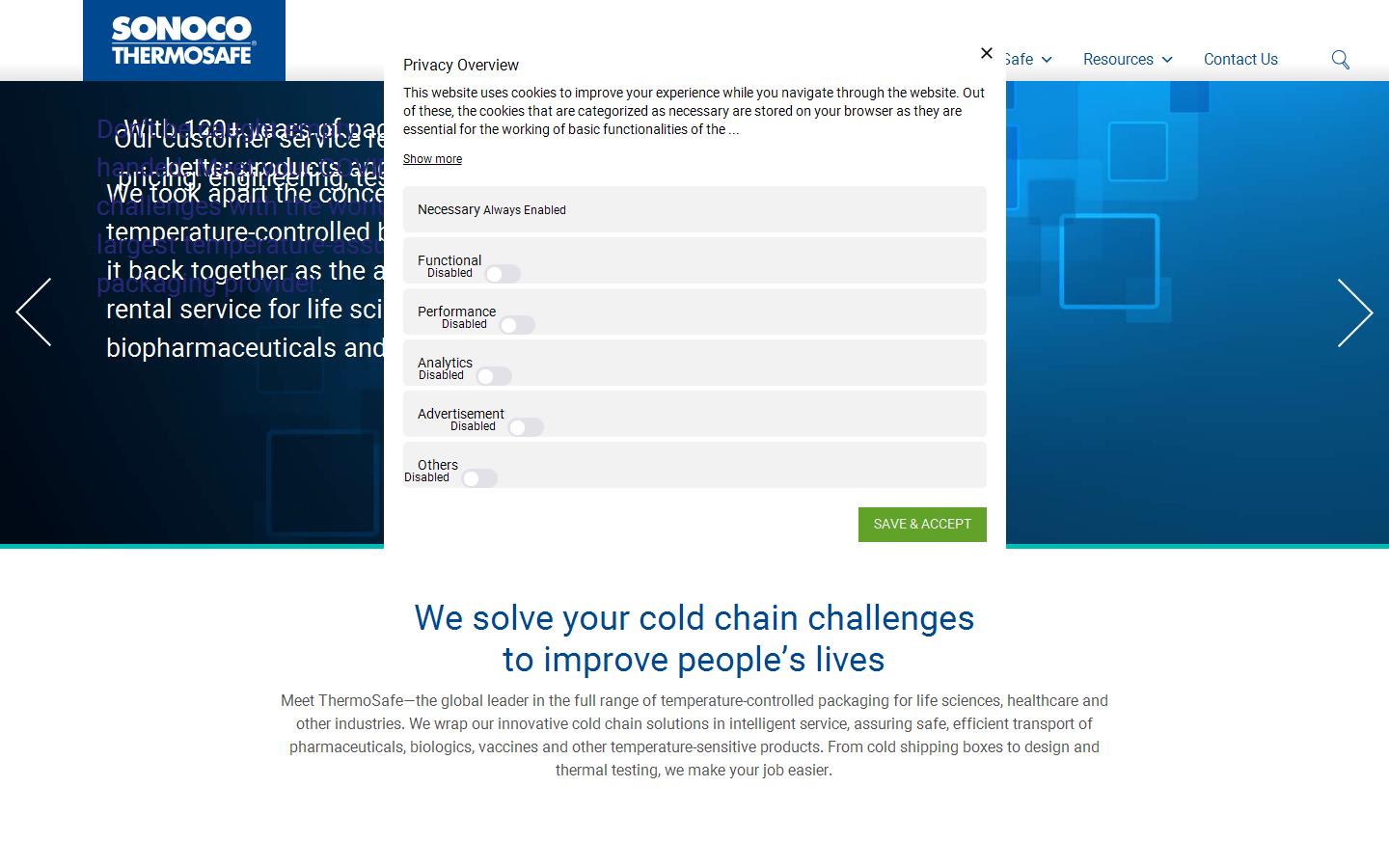 Sonoco ThermoSafe Website
