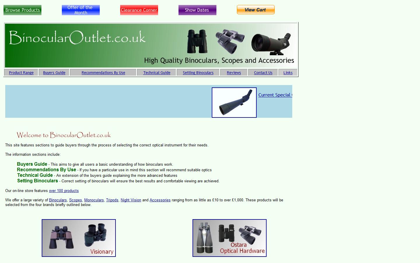 Binocular Outlet Ltd Website