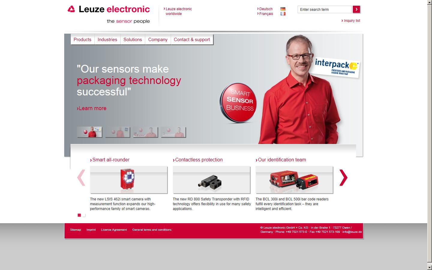 Leuze Electronic Ltd Website