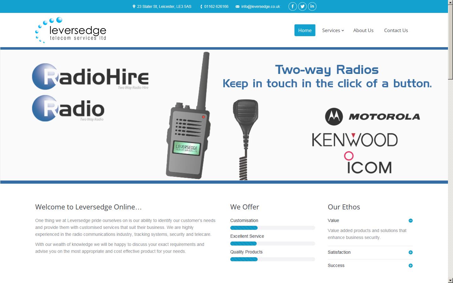 Leversedge Telecom Services Ltd Website