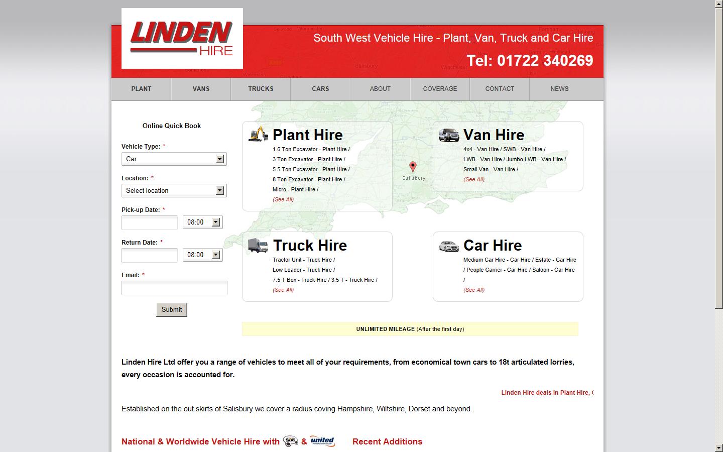Linden Plant Hire Ltd - Salisbury Website