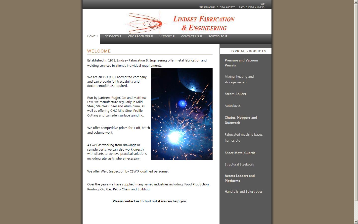 LINDSEY FABRICATION & ENGINEERING Website