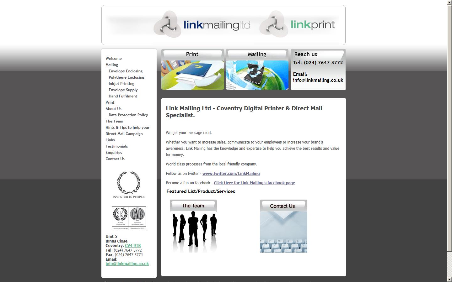 Link Mailing Ltd Website