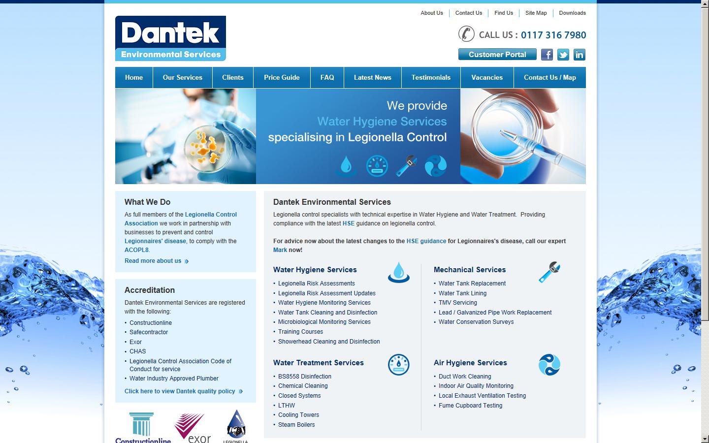 Dantek Environmental Services Website