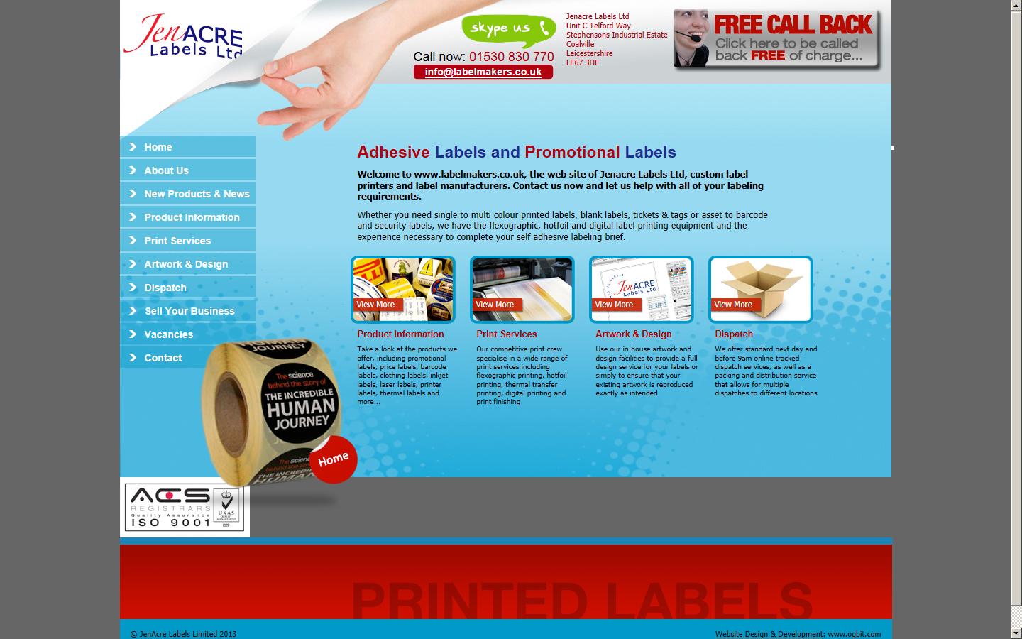 Jenacre Labels Ltd Website