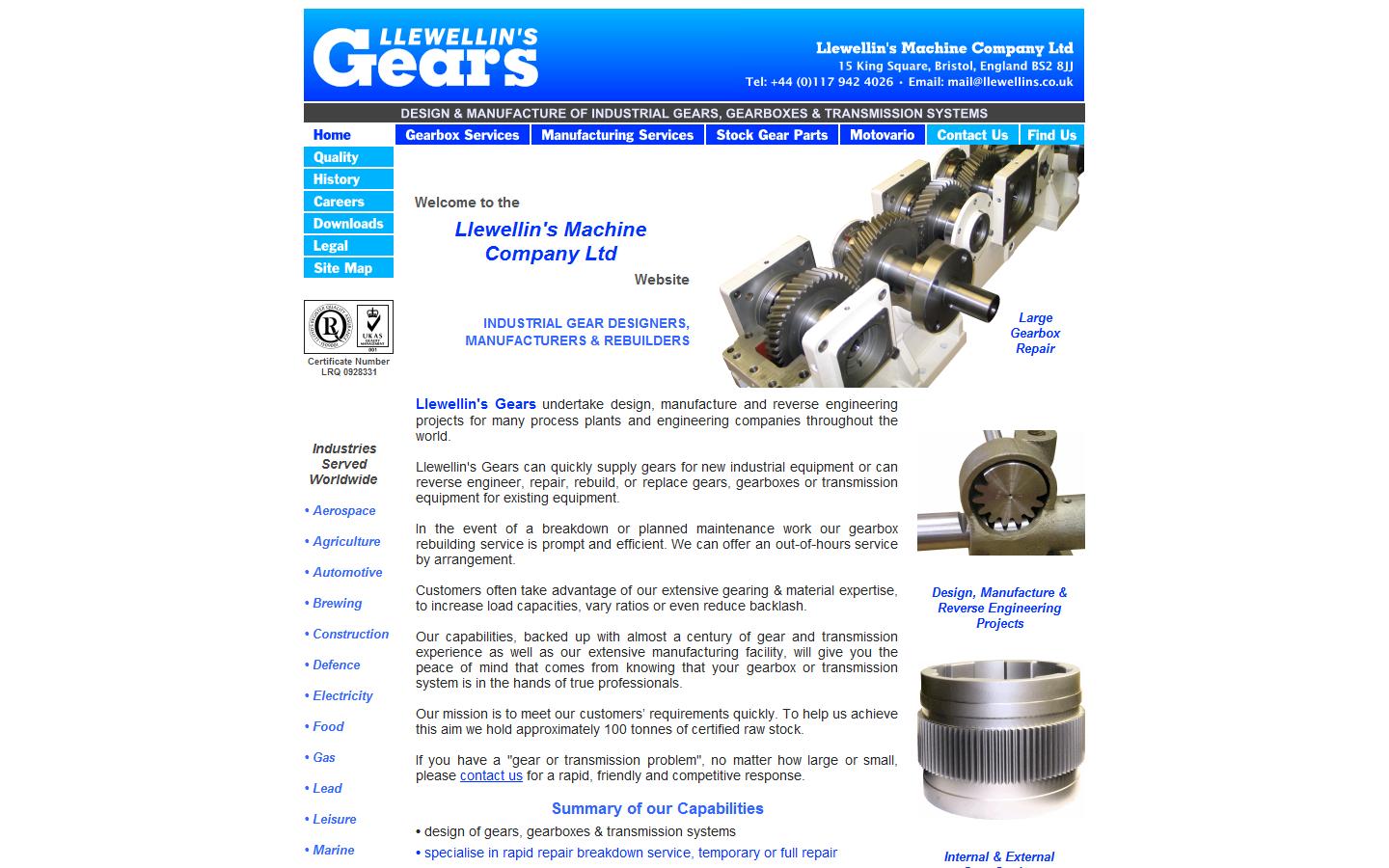 Llewellin''s Machine Company Ltd Website