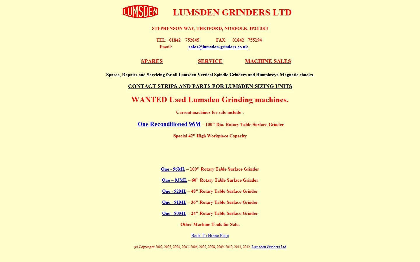 LUMSDEN GRINDERS LTD Website