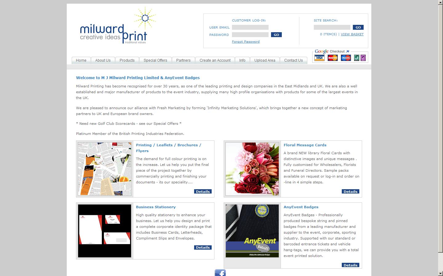 M J Milward Printing Ltd Website