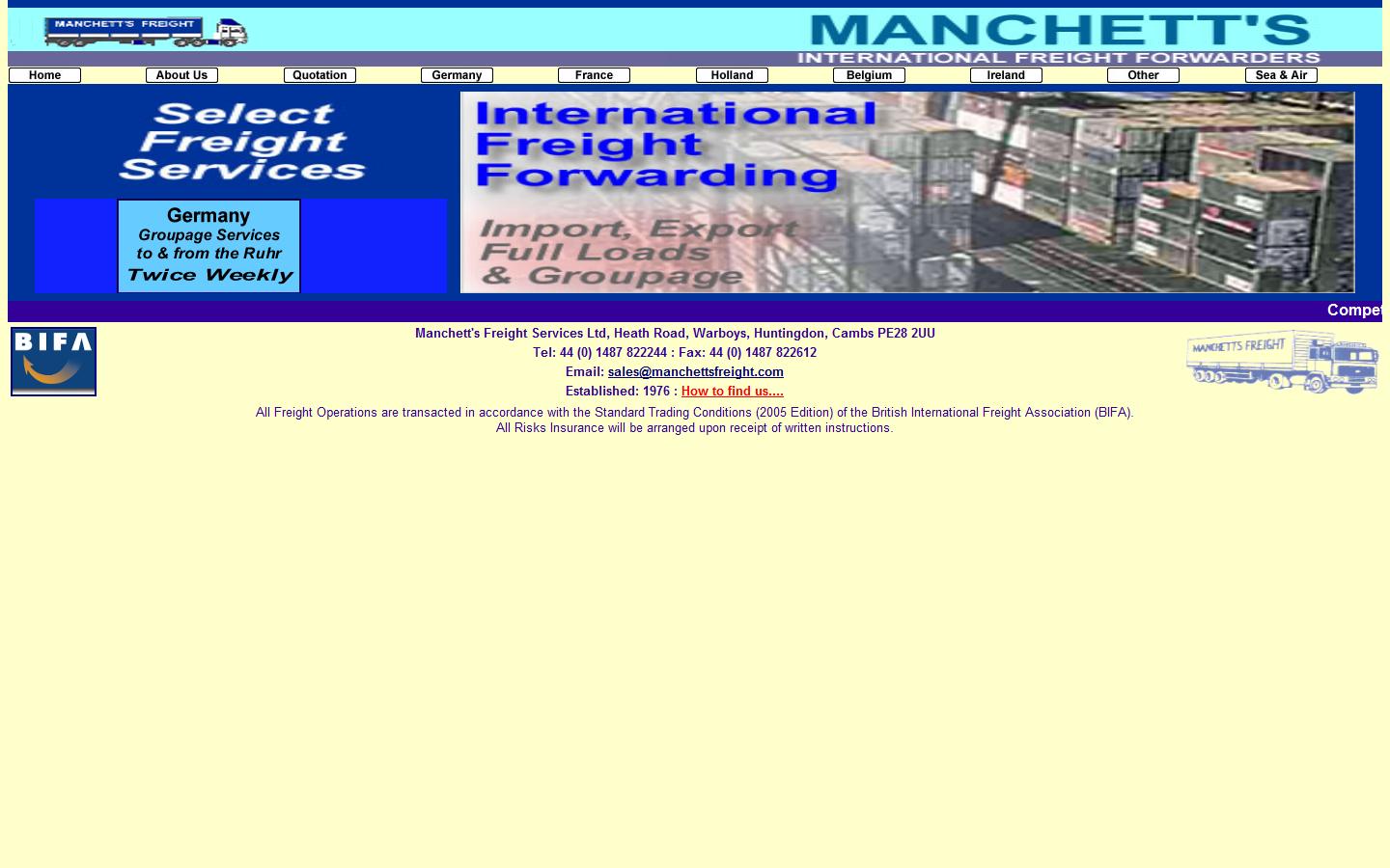 Manchett''s Freight Services Ltd Website