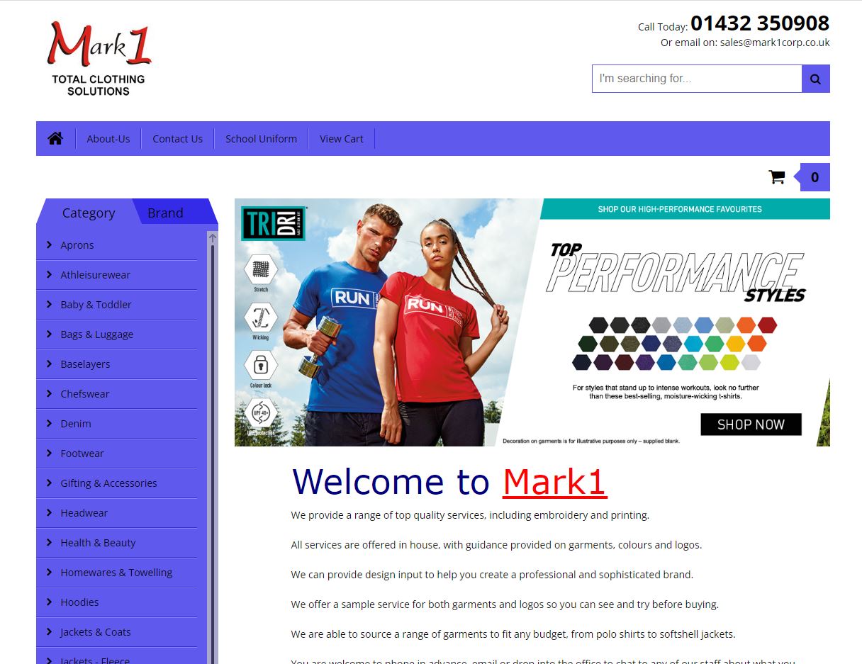 Mark1 Corporate Clothing Website