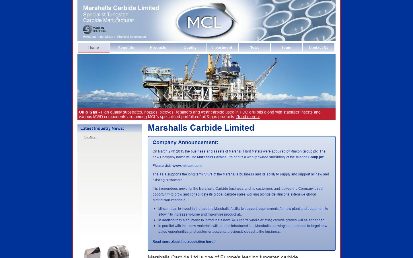 Marshalls Hard Metals Ltd Website