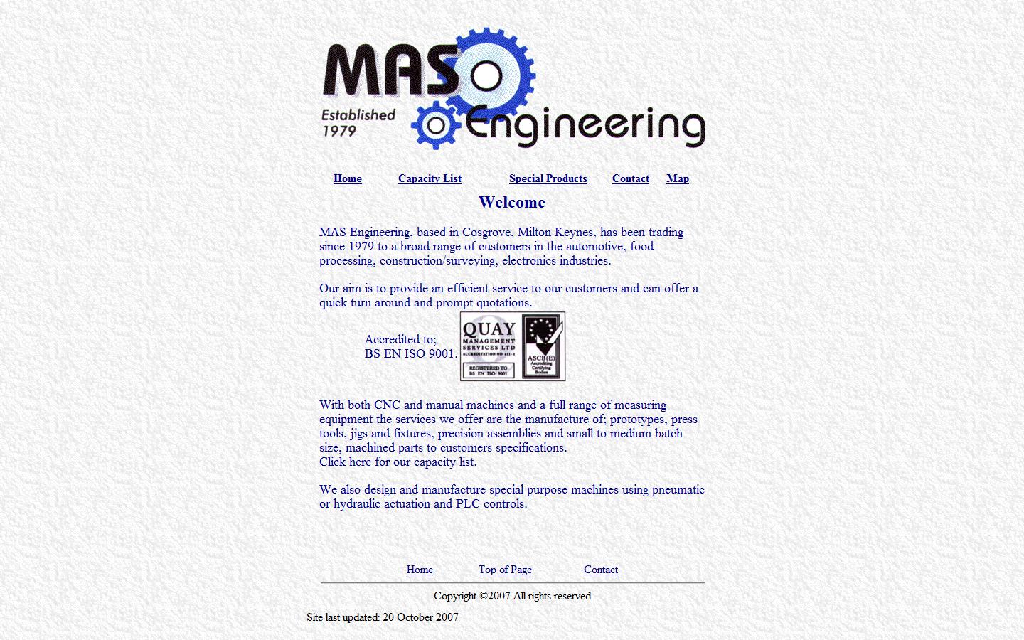 Mas Engineering - Milton Keynes Website