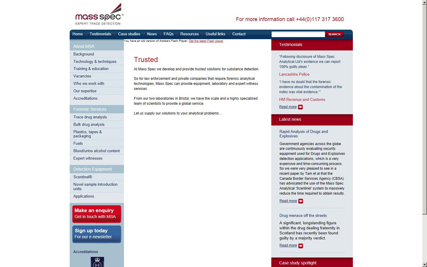 Mass Spec Analytical Ltd Website