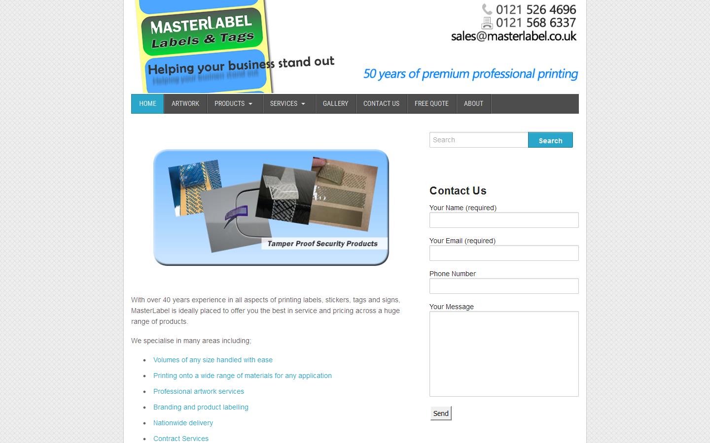 Master Label & Tags Company Website