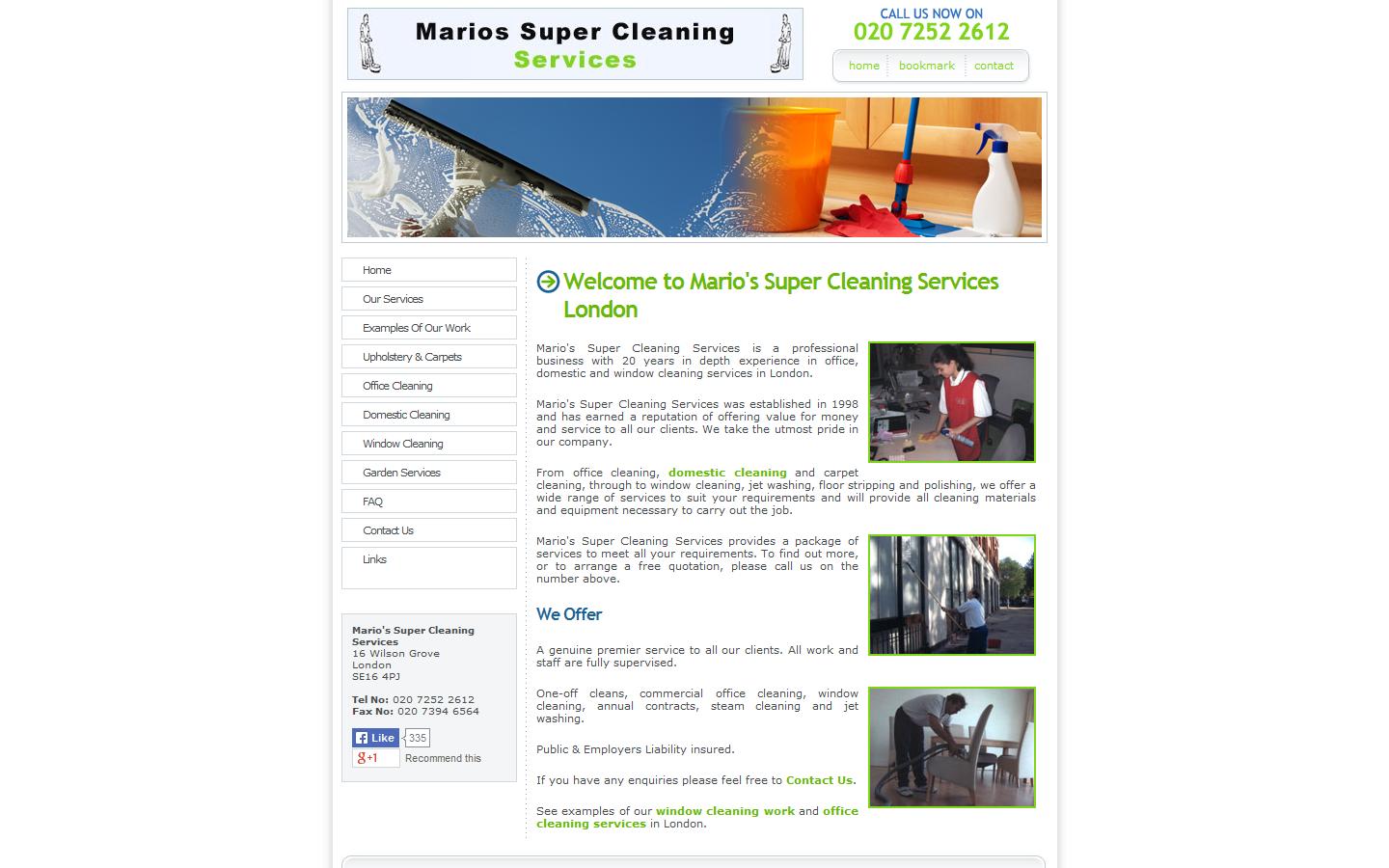 Mario Super Cleaning Services Website