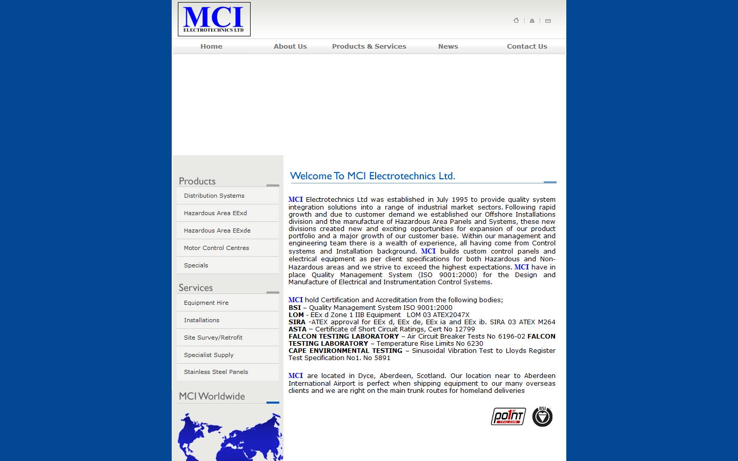 MCI Electrotechnics Ltd Website