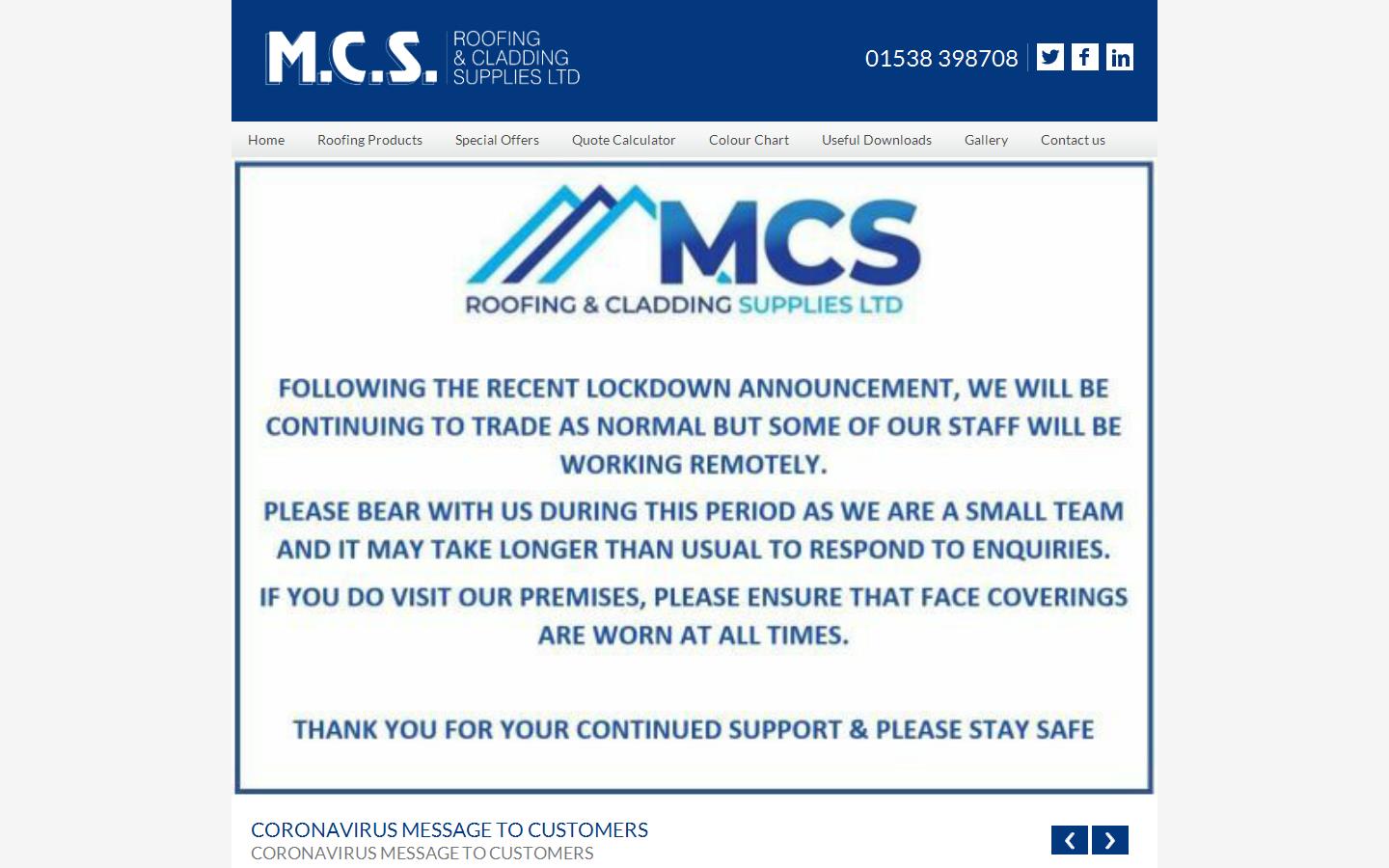 MCS Roofing & Cladding Supplies Website
