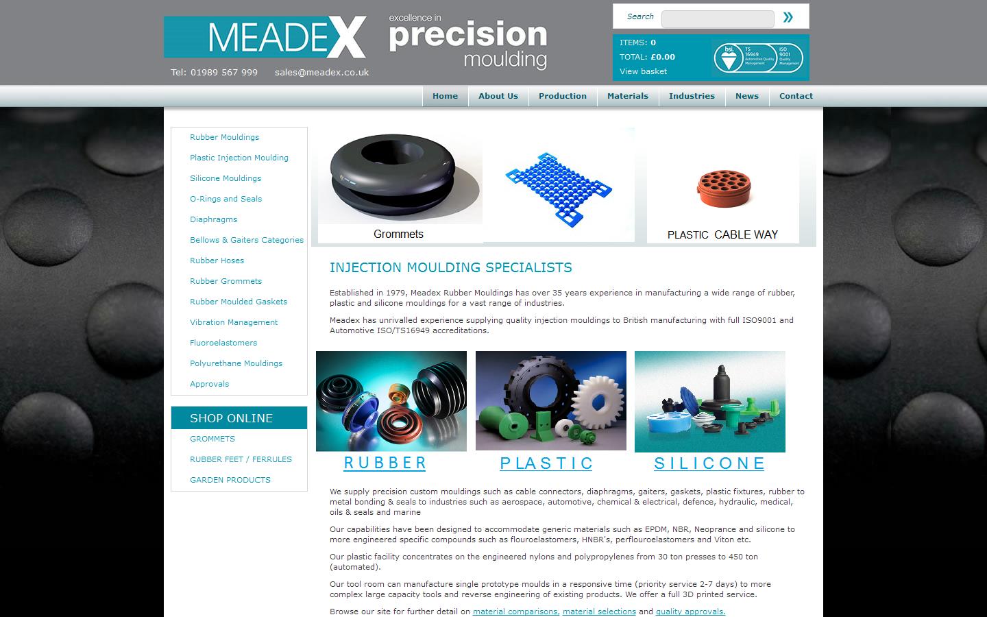 Meadex Precision Rubber Mouldings Website