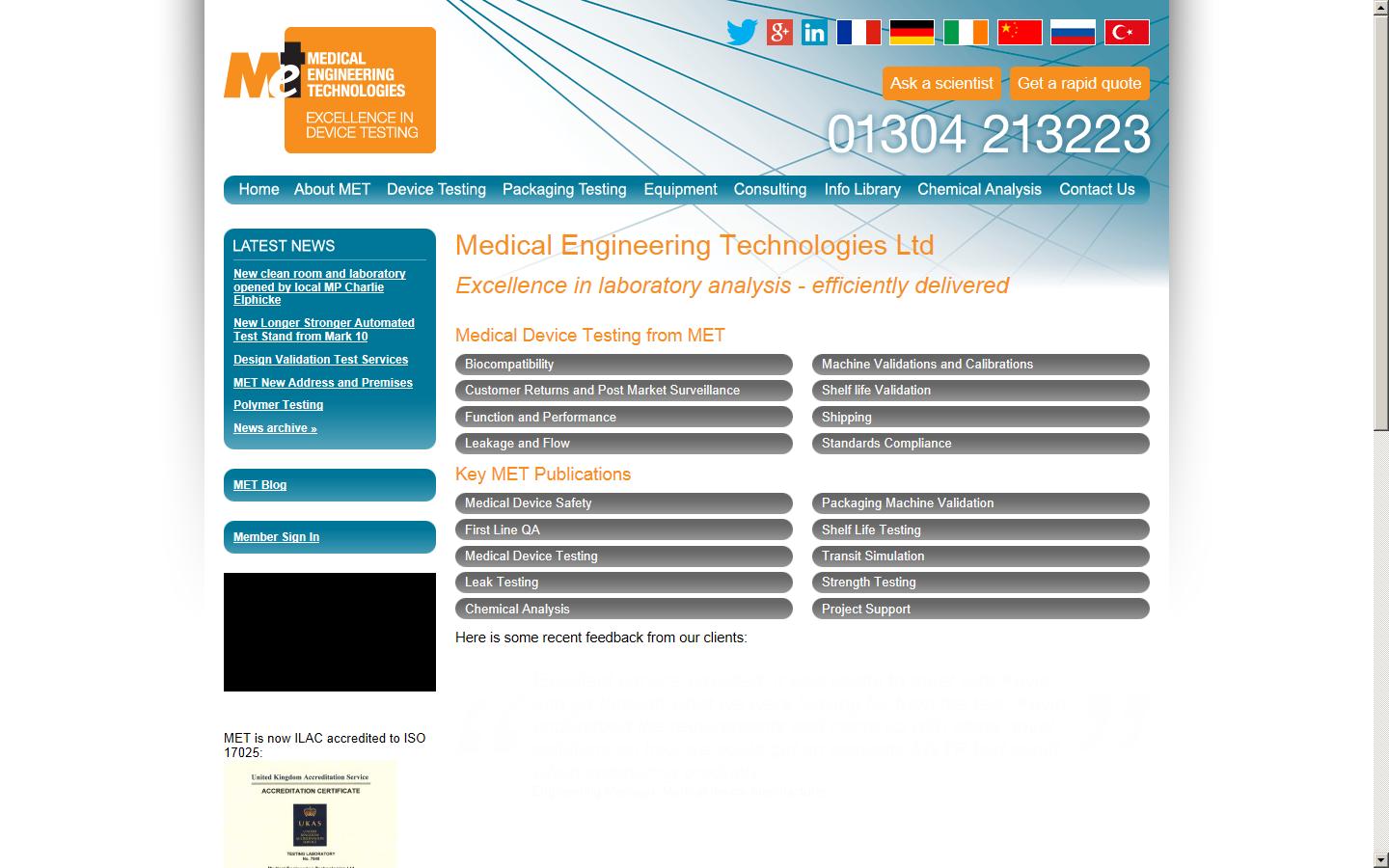 Medical Engineering Technologies Ltd Website