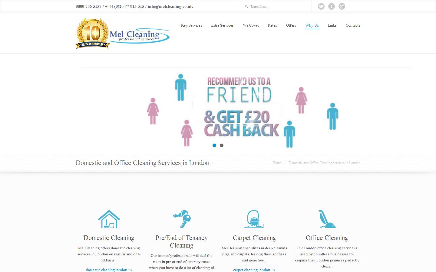 Mel Cleaning Ltd - London Website