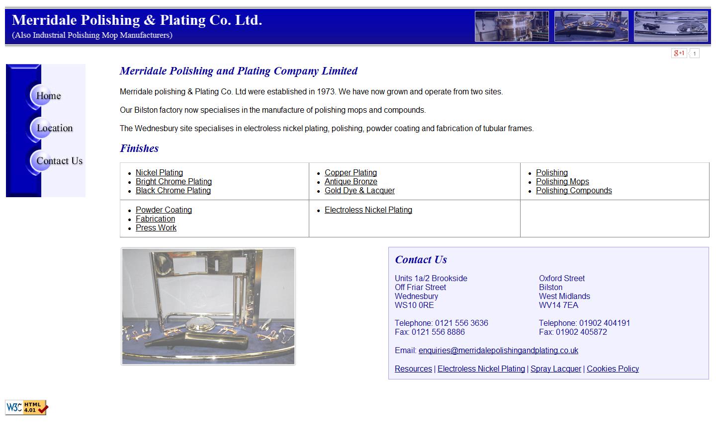 Merridale Polishing & Plating Co Ltd - Wednesbury Website