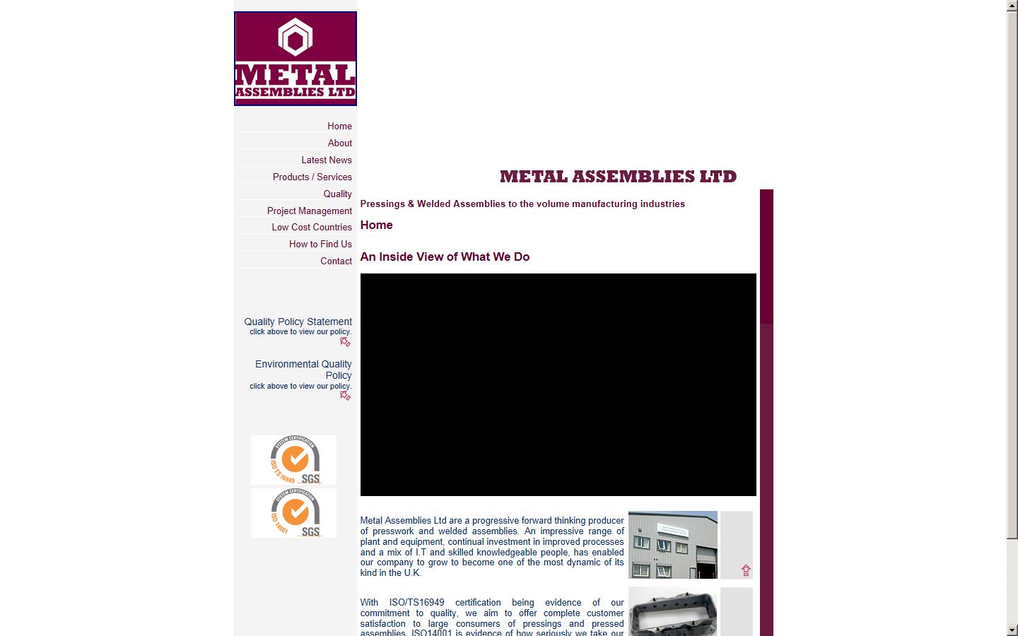 Metal Assemblies Ltd Website