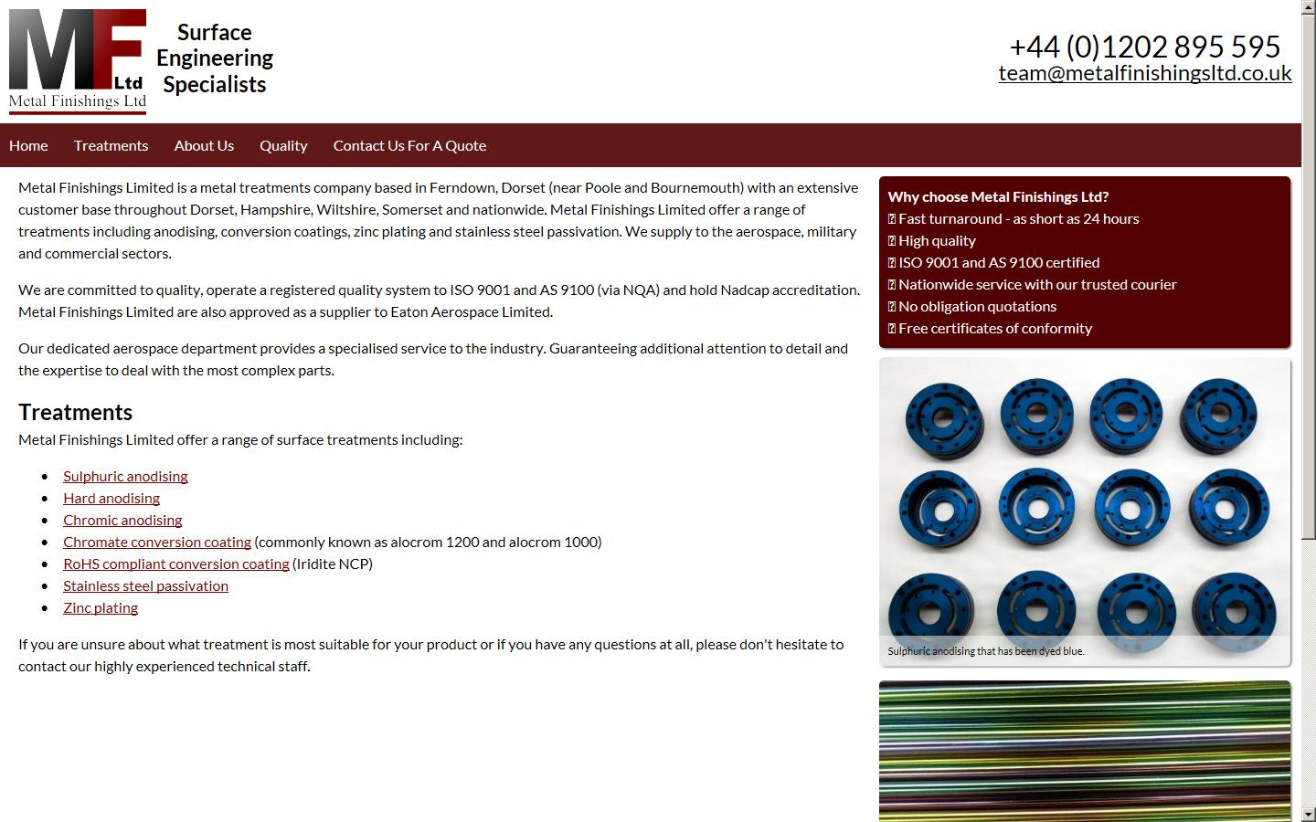 Metal Finishings Ltd Website