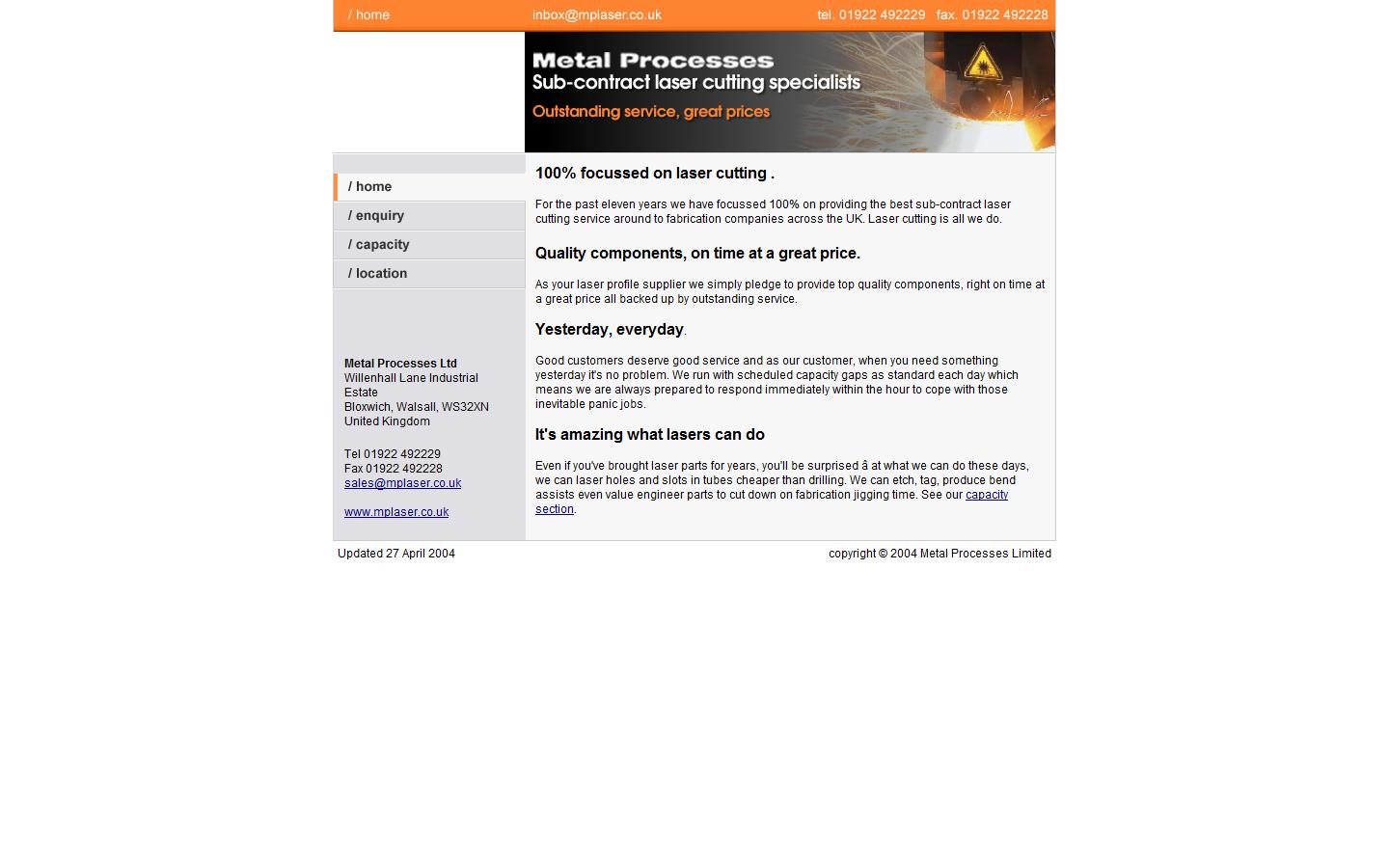 Metal Processes Ltd Website