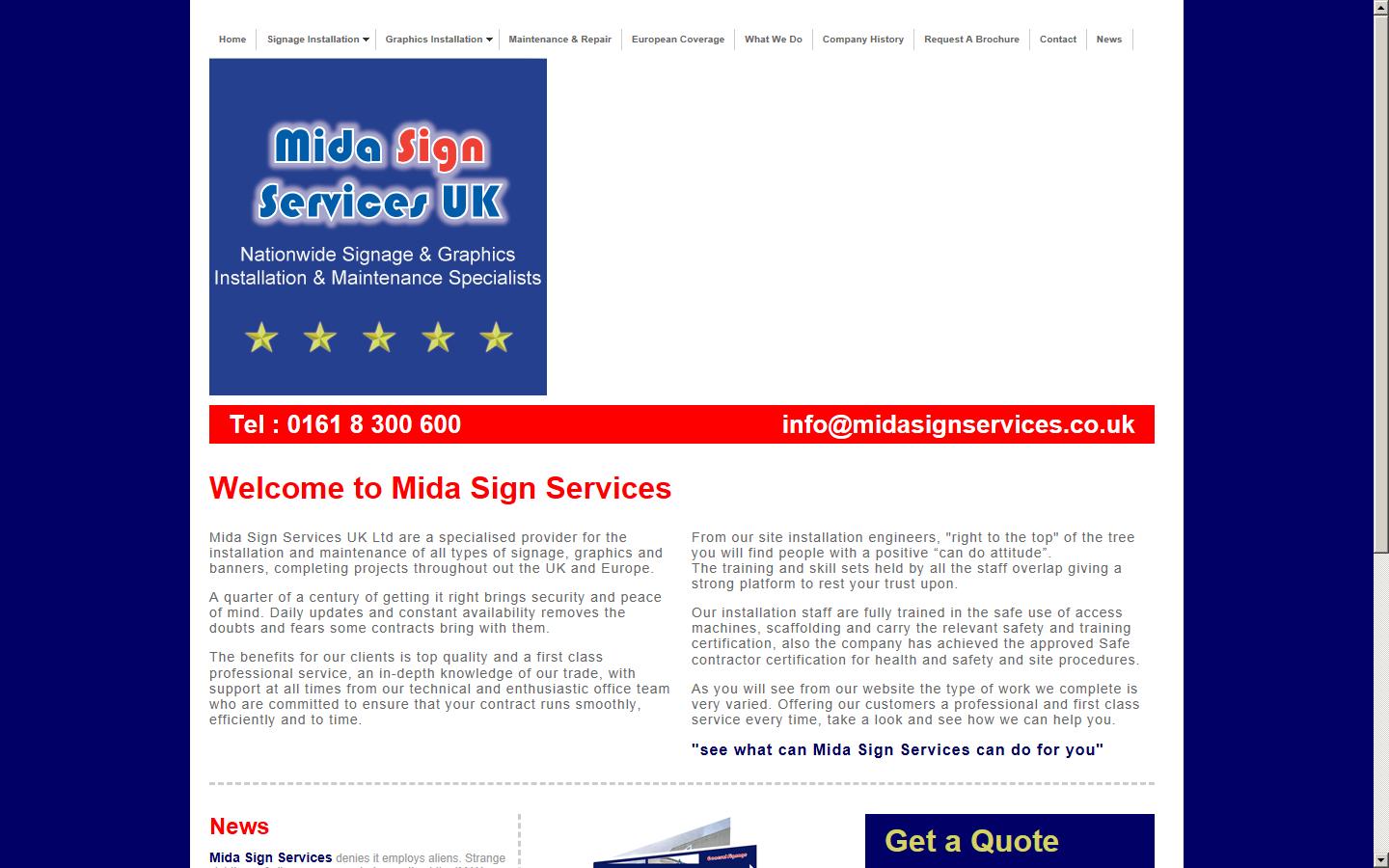 Mida Sign Services Uk Ltd Website