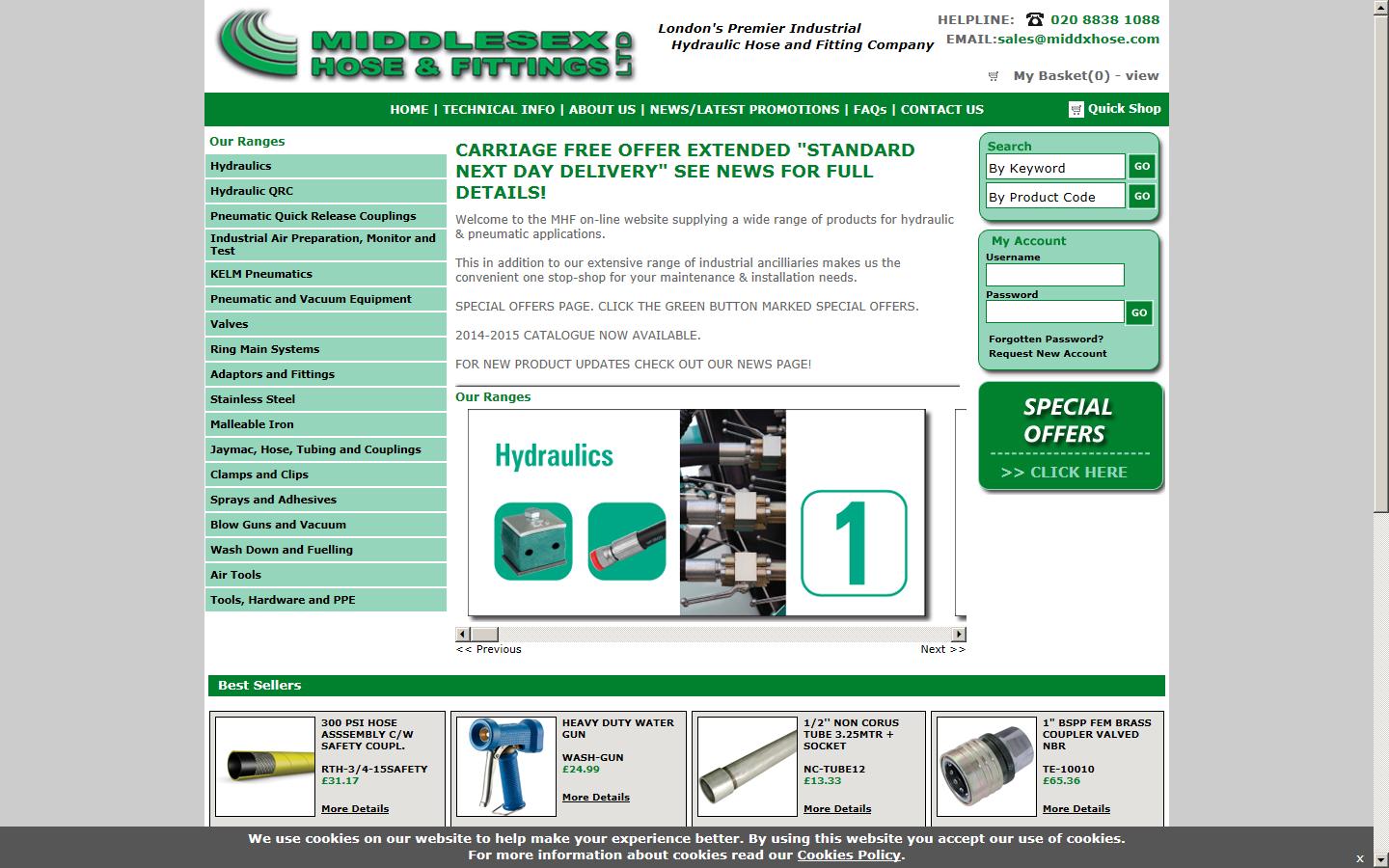Middlesex Hose & Fittings Ltd Website