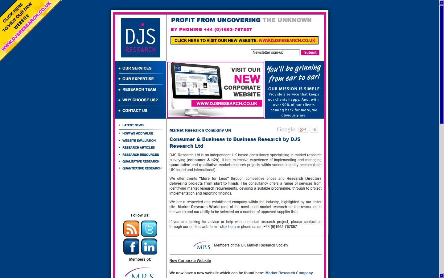 DJS Research Ltd Website