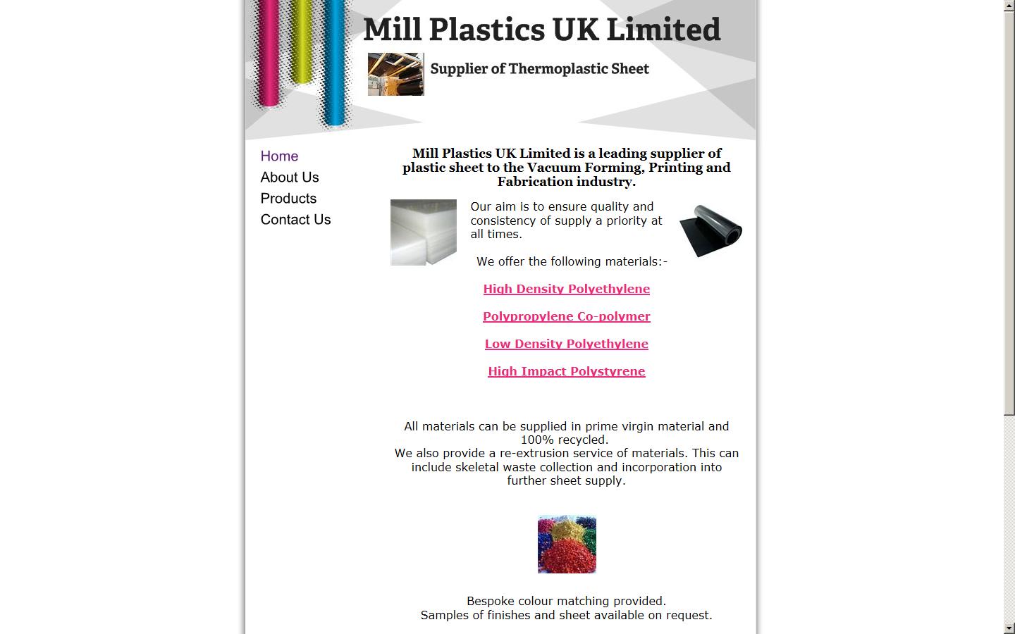 Mill Plastics UK Ltd Website