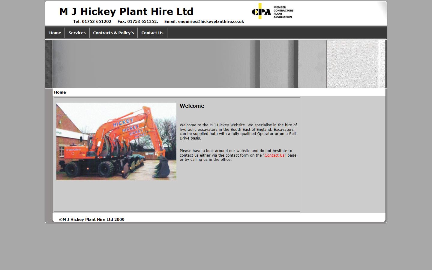 M J Hickey Plant Hire Ltd Website