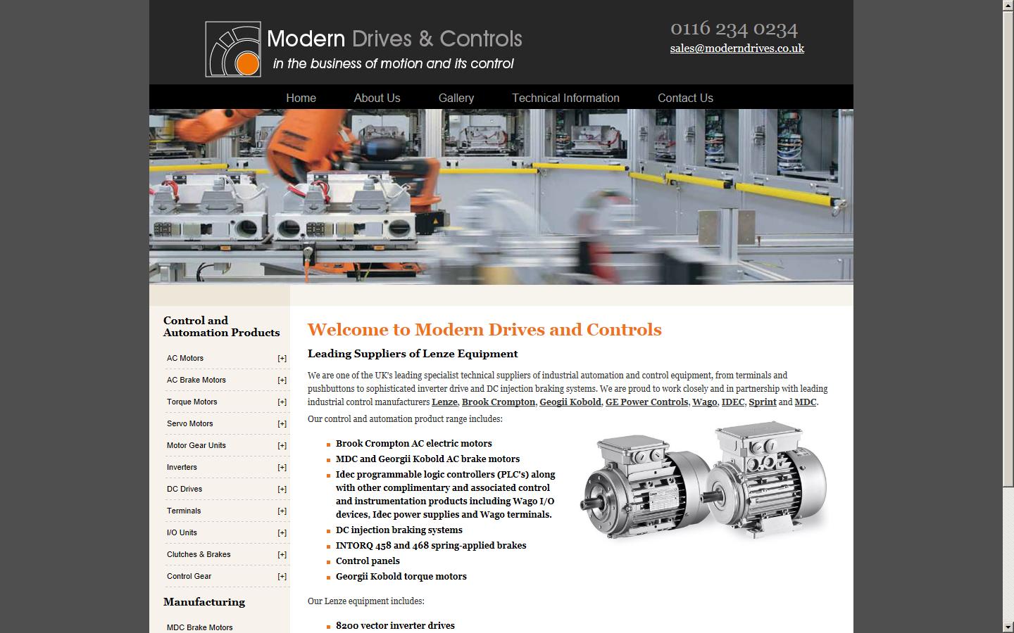 Modern Drives & Controls Ltd - Leicester Website