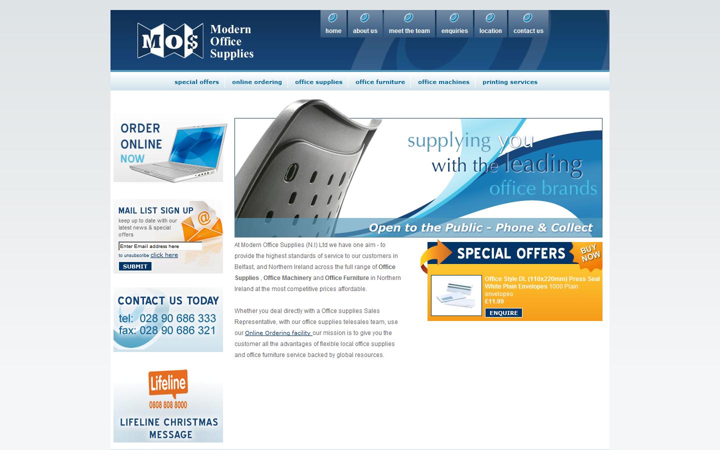 Modern Office Supplies - Belfast Website