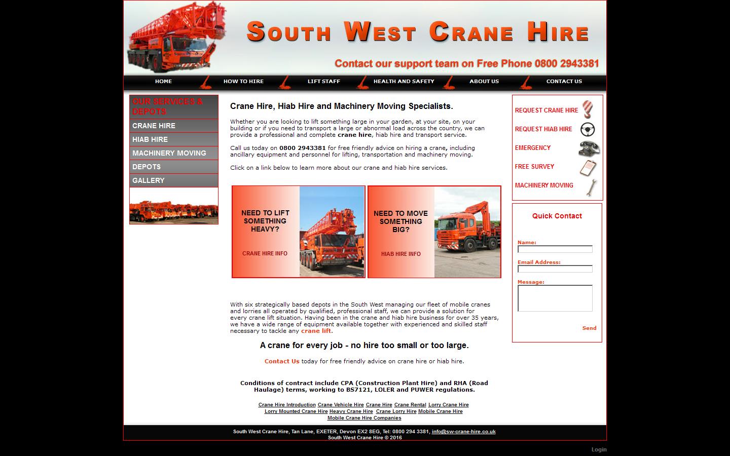 South West Crane Hire Ltd Website