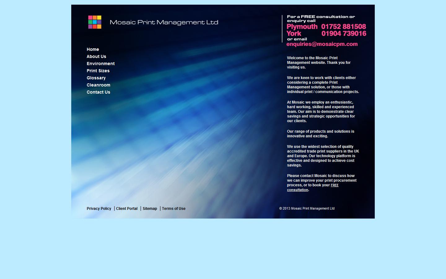 Mosaic Print Management Ltd  Website