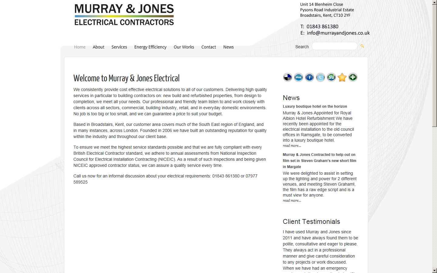 Murray & Jones Electrical Contractors Website