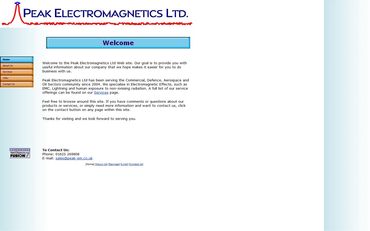 Peak Electromagnetics Ltd Website
