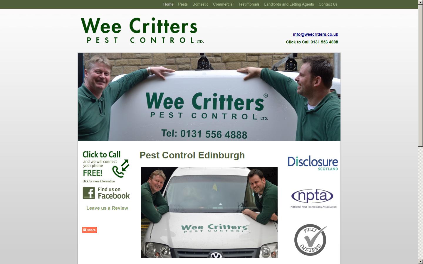 Wee Critters Pest Control Ltd Website