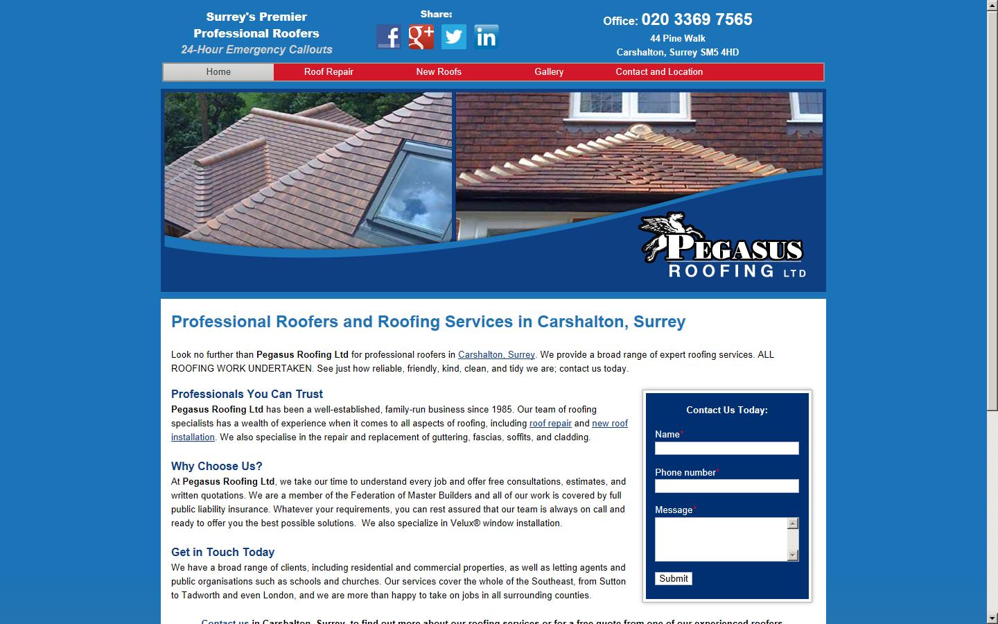 Pegasus Roofing Ltd Website