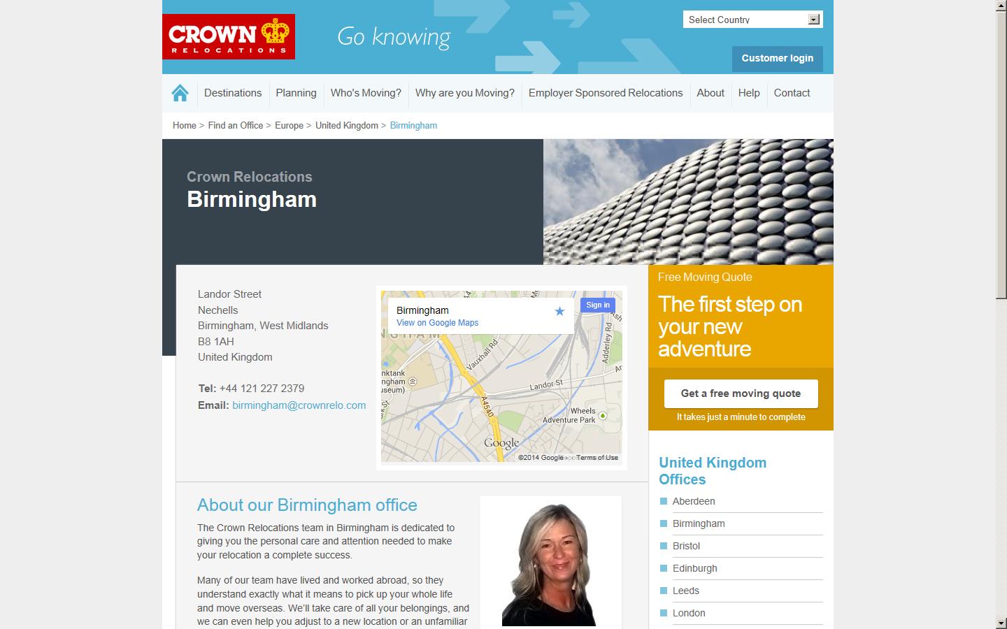 Crown Relocations - Birmingham, UK Website
