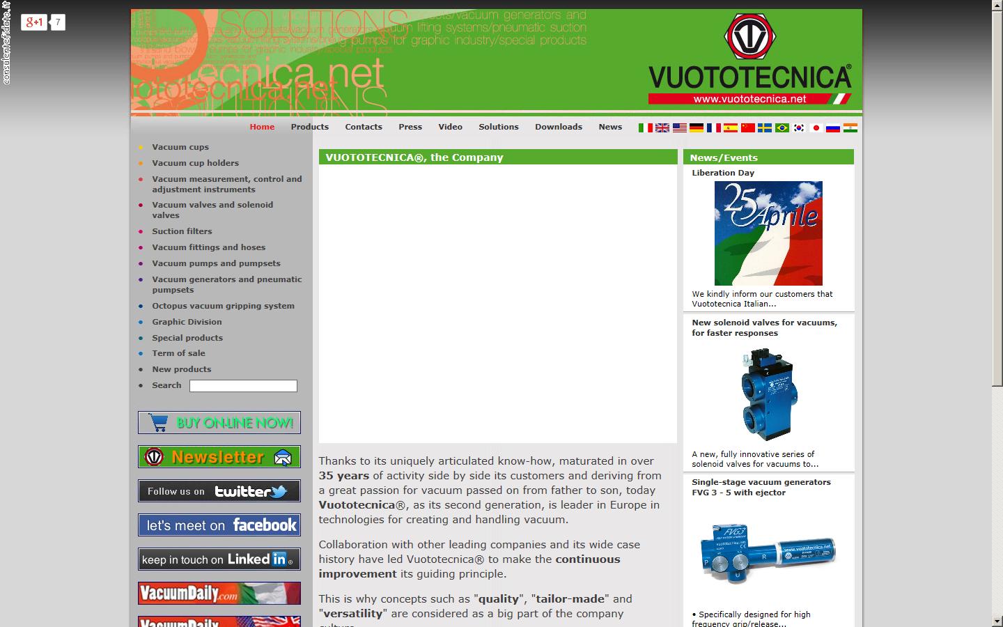 Vuototecnica UK Ltd Website