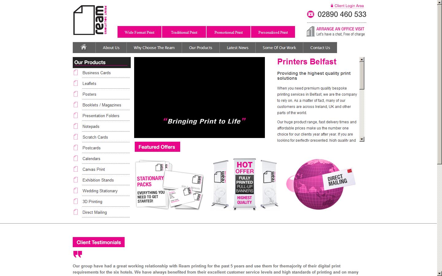 Ream Print Solutions Website