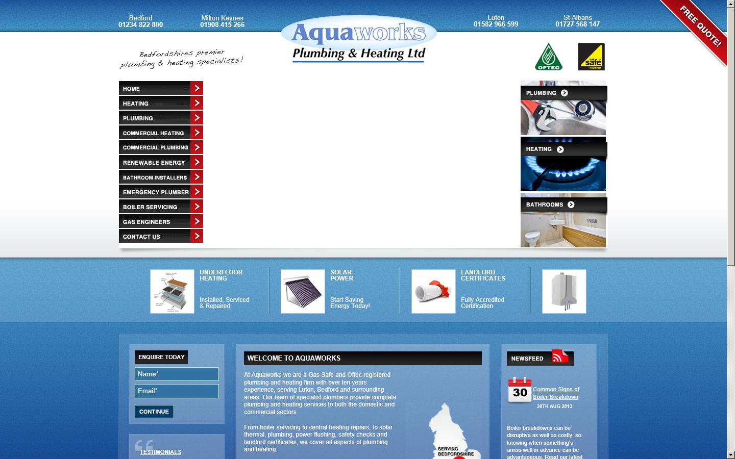 Aquaworks Plumbing & Heating Ltd Website