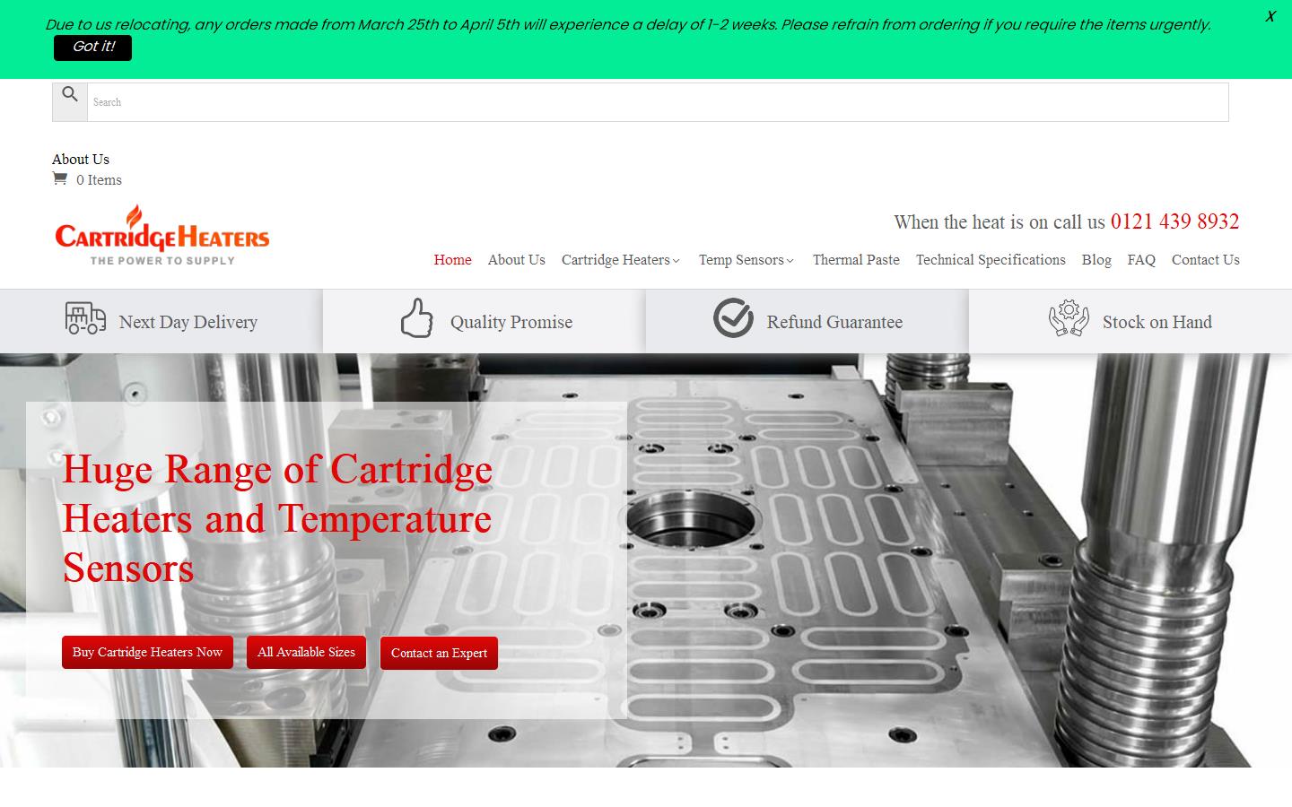 Cartridgeheaterstock.com Website