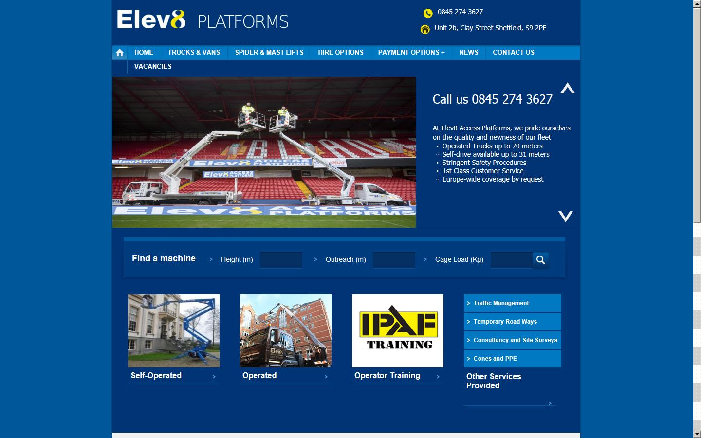 Elev8 Group Services (Elev8 Access Platforms Ltd) Website